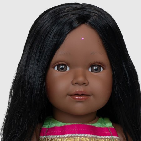 HAMSA poupée indienne aux cheveux longs noirs avec top et jupe verte